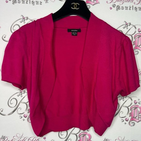 Majora shrug cardigan open flowy bright pink y2k retro 2000s tshirt sweater - Picture 1 of 6